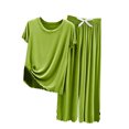 thumbnail image 1 of Yuyuzo Ensemble de Pyjama pour Femmes, Manches Courtes à Volants, Col Rond, Vêtements de Nuit, Pantalon Taille Haute, 1 of 3