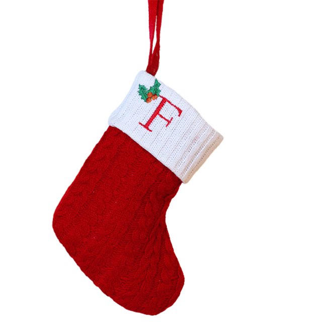 Christmas Tree Decorative Socks With Embroidered Initial Letters Red Green White Knit Stockings