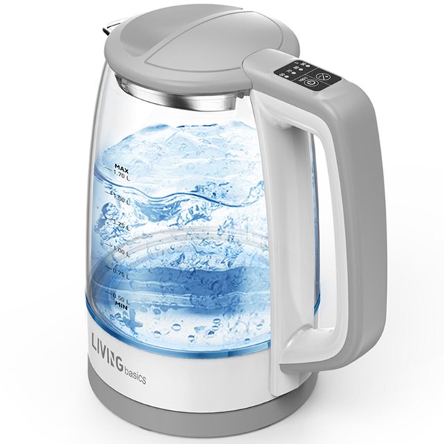 Temperature Control Electric Kettle, 1.7L Glass Kettle 1700W Water Boilter with Keep Warm Function, Auto Shut-Off and Boil-Dry Protection, LED Indicator BPA Free