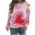 thumbnail image 1 of VALMASS Chandails en Molleton de la Saint-Valentin pour Femmes Manches Longues Col Rond Décontracté Mode Ample Blouses (L, Rose-B), 1 of 4