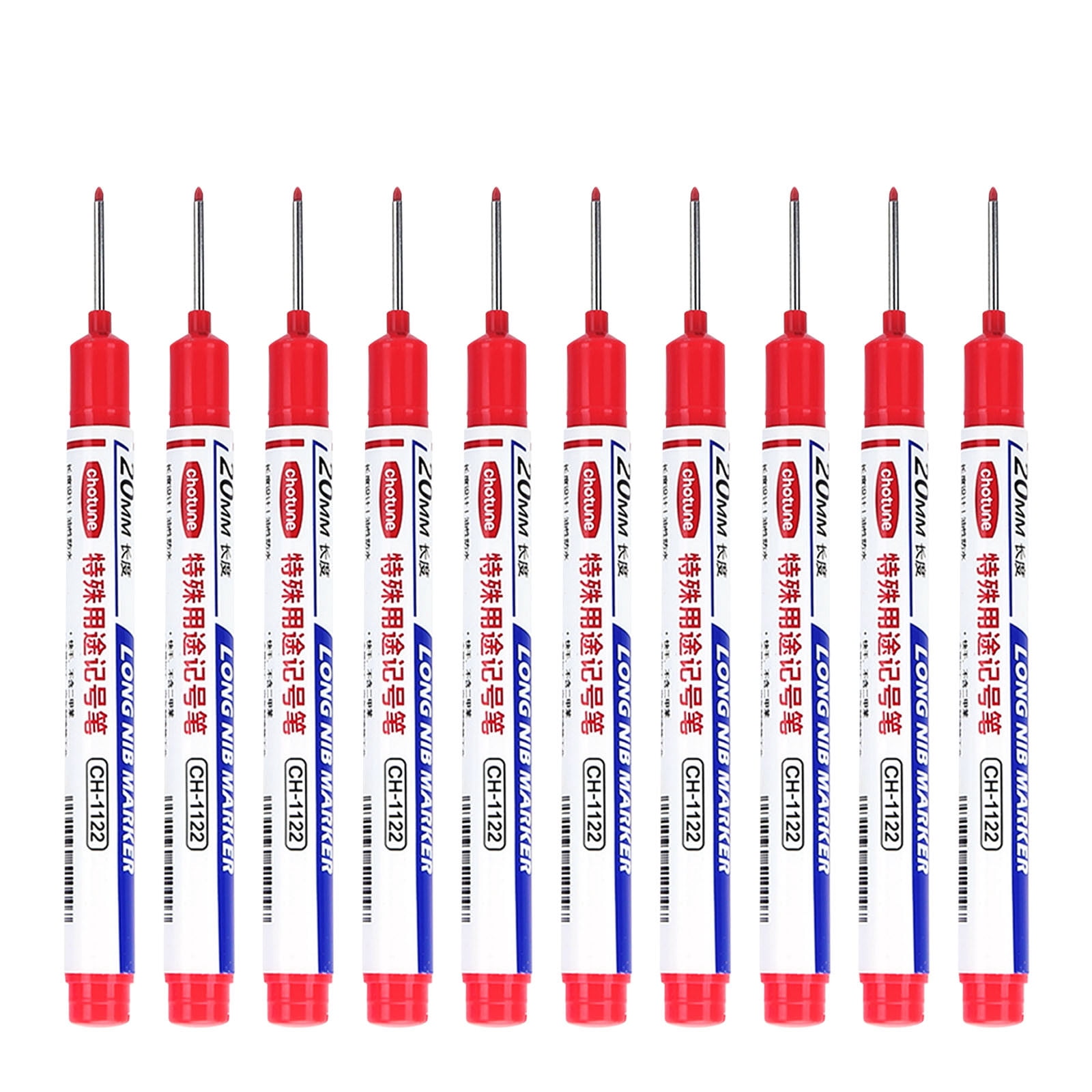 TIELUTT 10PCS Long Head Deep Hole Marker Pens 20mm Deep Reach Markers Long Nose Marker Construction Markers Marking Tool Markers Carpenter Ink and Ink Set with Set Thin Pens Pens Bulk Ink Hub Pens Bu
