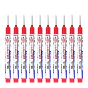 TIELUTT 10PCS Stylos de marquage à trous profonds de la tête longue 20mm Marqueurs de portée profonde Marqueurs à long nez Marqueurs pour la construction Marqueurs d'outils Marqueurs encre et encre de menuisier Set avec stylos minces Stylos en vrac encre Hub Stylo Bu