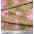 thumbnail image 2 of Soimoi Tissu en Poly Georgette Imprimé Feuilles & Roses Floral au Mètre 52 Pouces de Large, 2 of 3