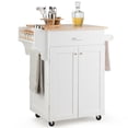 thumbnail image 1 of Gymax Îlot de Cuisine Roulant Chariot Utilitaire de Cuisine Armoire de Rangement avec Porte-Épices Blanc, 1 of 10