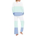 thumbnail image 4 of Yuyuzo Womens Pajama Sets 2 Piece Color Block Long Sleeve Crew Neck Tops Lounge Pants with Pockets, 4 of 6