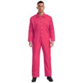 thumbnail image 1 of CHICTRY Mens Work Overalls Long Sleeve Button Up Coveralls Mechanic Uniforms One Piece Jumpsuit Hot Pink L, 1 of 5