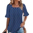 thumbnail image 1 of Wensltd Women's Summer Loose Blouses Printed Ruffled Sleeve Square Neck Top, 1 of 6