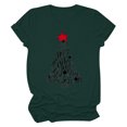 thumbnail image 1 of T-shirt Décontracté pour Femmes à Col Rond et Manches Courtes avec Imprimé de Sapin de Noël, 1 of 9