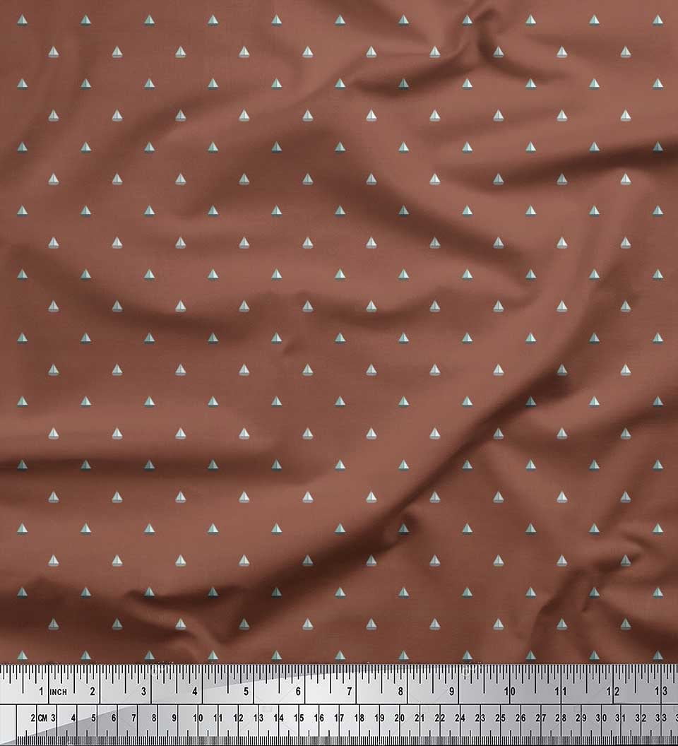 Soimoi Polyester Crepe Fabric Sailboat Shirting Print Fabric by The Yard 52 Inch Wide