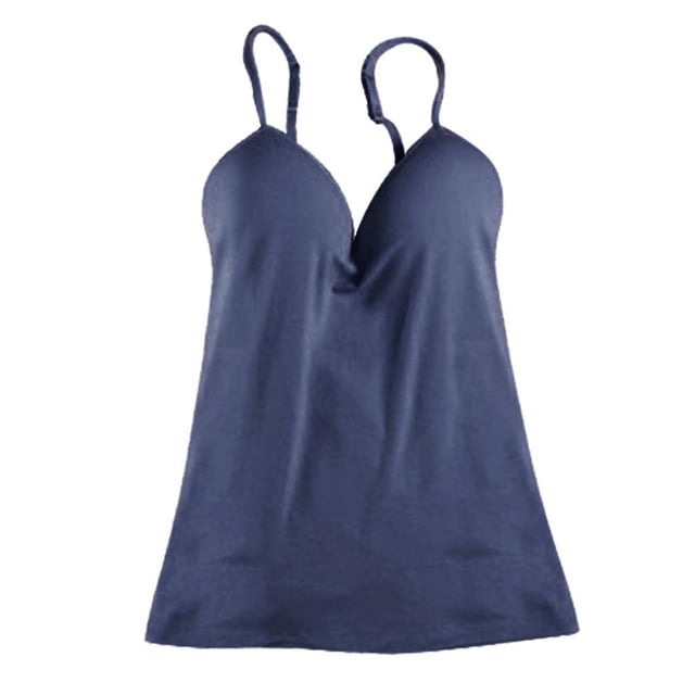 Camisole à Bretelles Ajustables Rembourrée Intégrée pour Femme Dame - Bleu Marine, m