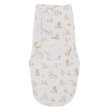Disney Winnie the Pooh Adjustable Swaddle Wrap, Ivory, Brown, Infant Unisex, Cotton