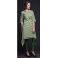 thumbnail image 4 of Bimba Green Ogee Ikat Printed Asymmetrical Kurti Tops For Women Indian Summer Dress Tunic X-Large, 4 of 6