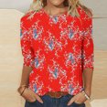 thumbnail image 1 of EQWLJWE Hauts pour Femmes Été 2023 Mode Féminine Manches Trois-Quarts Col Rond Rétro Imprimé de Pâques Blouse Ample Hauts pour Femmes en Liquidation, 1 of 4
