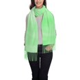 thumbnail image 4 of Foulard à Franges pour Femmes, Fond Aquarelle Vert Long Châle, Léger et Chaud, 4 of 6