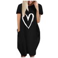 thumbnail image 1 of Pisexur Robe Maxi pour Femme Grande Taille Été Décontractée à Imprimé Cœur à Manches Courtes Col Rond Ample Unie Chemise de Nuit Plissée Robe de Sommeil Confortable avec Poches, 1 of 5