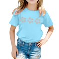 thumbnail image 1 of WEIYLL T-Shirt pour Filles Imprimé Floral Col Rond Manches Courtes Décontracté Doux pour 3-4 Ans, 1 of 5