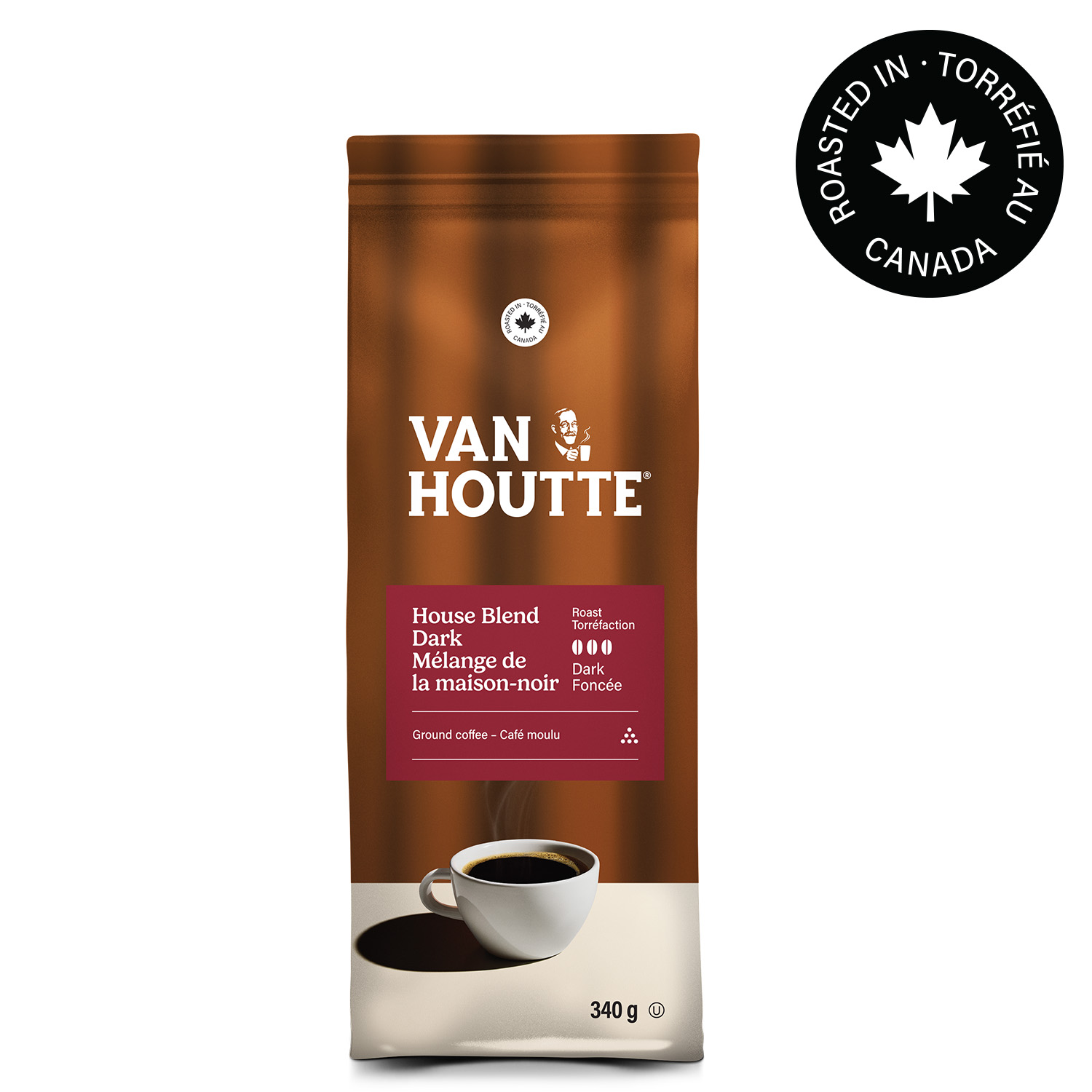 Van Houtte® Mélange de la maison - noir torréfaction foncée café moulu, 340g, peut être utilisé avec les machines à café Keurig