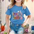 thumbnail image 2 of MIASHUI T-Shirt Graphique de Pâques à Manches Courtes pour Filles, Bleu, 6-7 Ans, 2 of 4