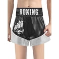 thumbnail image 1 of Xnihocha Unisex Kids Satin Boxing Shorts Metallic Color Block Boxer Kickboxing Muay Thai Training Trunks Black&Silver 12, 1 of 5
