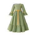 thumbnail image 3 of MKOSPLRT Robe Formelle pour Filles Musulmanes 4-8 Ans Manches Longues Évasées Col Rond Robe de Fête avec Broderie Robe Islamique Modeste de Célébration à Volants, 3 of 9