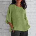 thumbnail image 1 of Blouses, Hauts et T-Shirts pour Femmes Grande Taille en Liquidation Femmes Dames Manches Raccourcies Col Rond Coton Chemise Ample Blouse, 1 of 5