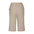 thumbnail image 3 of AherBiu Summer Shorts for Women Cotton Linen High Waisted Drawstring Lightweight Knee Length Shorts, 3 of 6