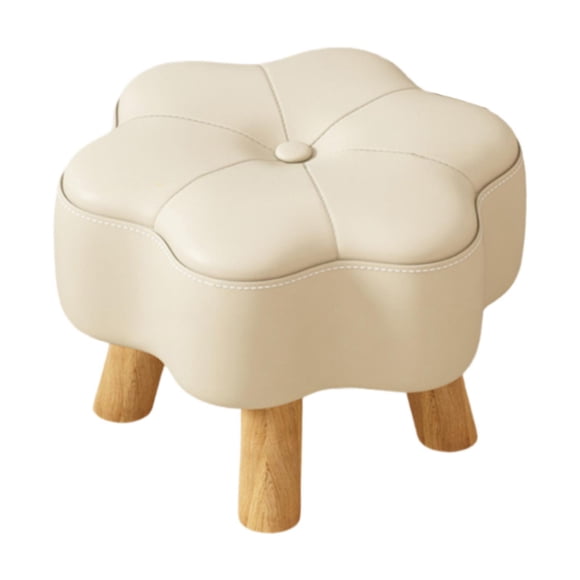 Luzkey Small Foot Stool,Ottomans Rest ,Modern with Wood Legs Soft Padded Seat Footstool for Bedroom Patio Living Room Entryway Dorm beige
