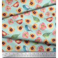 thumbnail image 2 of Soimoi Rayon Fabric Bird & Anemone Floral Printed Fabric 1 Yard 56 Inch Wide, 2 of 3