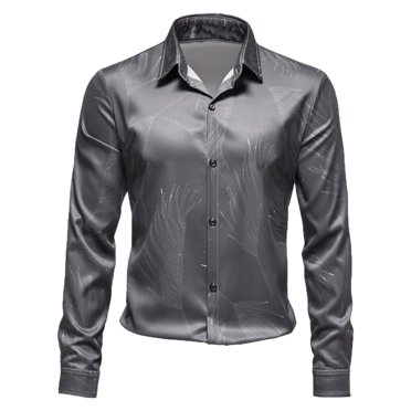 TIHLMK Mens Long Sleeve T Shirts Autumn And Winter Style Long-sleeved Light Business Striped Printed Men's Shirt