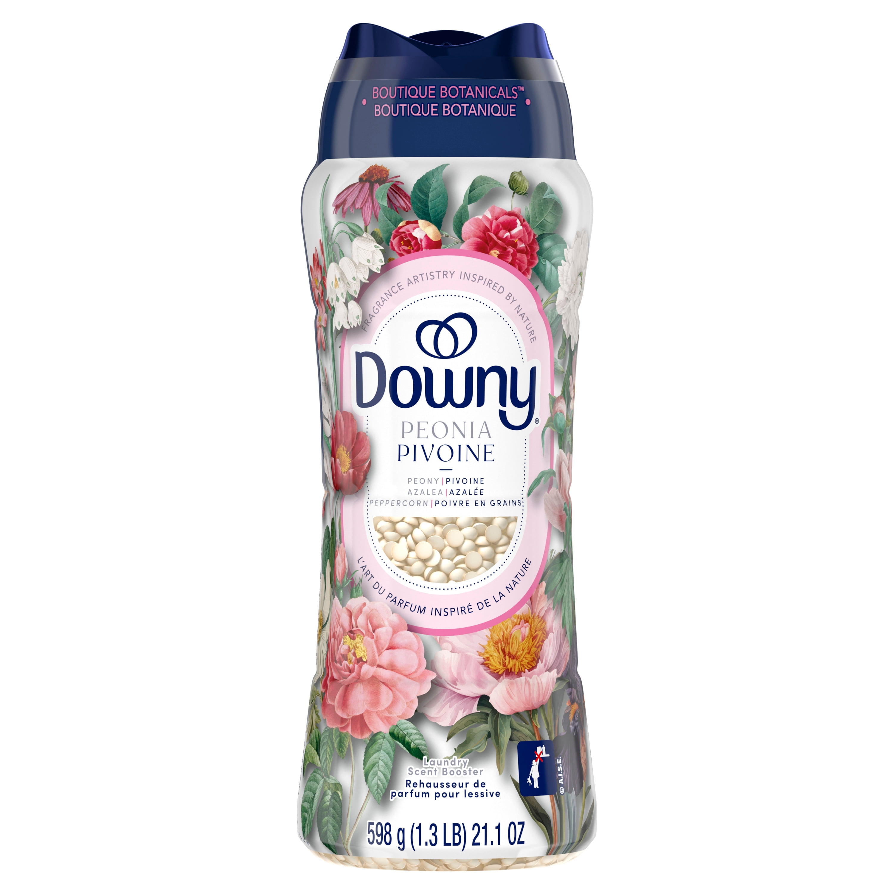 Downy Boutique Botanicals In Wash Laundry Scent Booster Beads, PEONIA Scent, 598 g, Boutique Fragrances inspired by the Artistry of Nature