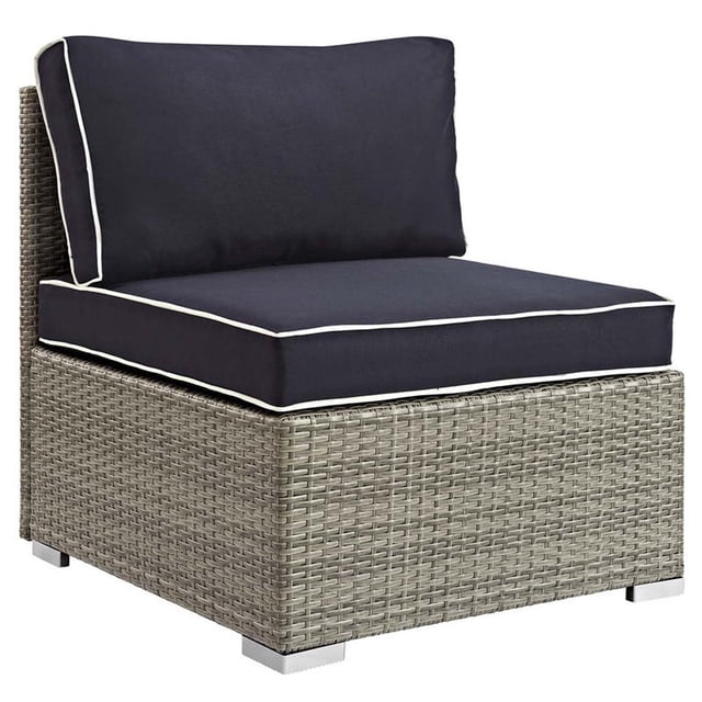 Modway Chaise Latérale de Patio en Gris Pâle et Bleu Marine