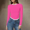 thumbnail image 2 of Timegard Hauts de Sortie pour Femmes Col Ras du Cou Manches Longues Couleur Unie Ajusté Confortable Hauts Courts Décontractés Mode, 2 of 4