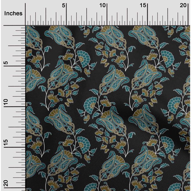 oneOone Polyester Lycra Fabric Leaves|Floral & Paisley Block Fabric Prints By Yard 56 Inch Wide