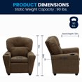 thumbnail image 3 of Contemporary Brown Microfiber Kids Recliner with Cup Holder, 3 of 9