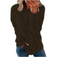 thumbnail image 1 of CEHVOM Femmes Manches Longues Chandails Décontractés Couleur Unie Col Rond Chandail en Molleton Chandail Tunique Ample Hauts Liquidation, 1 of 6
