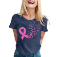 thumbnail image 1 of JIRNDf T-Shirt pour Femmes Hauts d'Été Tendance Rose Imprimé Manches Courtes Col Rond T-Shirts Graphiques Mignons pour Femmes Chemises Bleu Marine G, 1 of 5