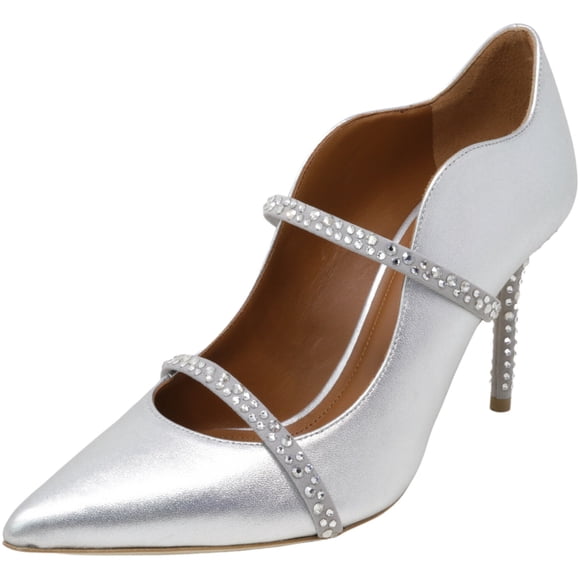 Malone Souliers Escarpin Maureen à Cristaux Métalliques pour Femme Argent / Cuir à la Cheville - 6M