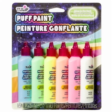 Peinture textile dimensionnelle Tulip phosphorescente, peinture liquide pour loisirs créatifs, lot de 6 flacons de 1,25 fl oz pour tissu et projets
