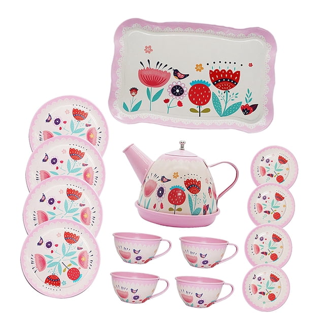 Little Girl Tea Party Set Role Play Pretend Toy Tea Party Set for Kids Girls