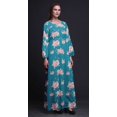 thumbnail image 3 of Bimba Moss Georgette Rose & Ranunculus Floral Printed Womens Long Sleeve Elastic Waist MaxiDressGown-XX-Large, 3 of 5