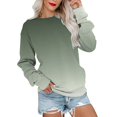 thumbnail image 2 of IROINID Liquidation T-Shirts à Manches Longues pour Femmes T-shirt Ample Imprimé Blouse Col Rond Hauts de Détente Chandail à Capuchon, Vert, 2 of 5