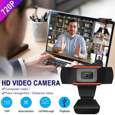 Aqestyerly 720P Webcam with Microphone & Manual Focus, Black