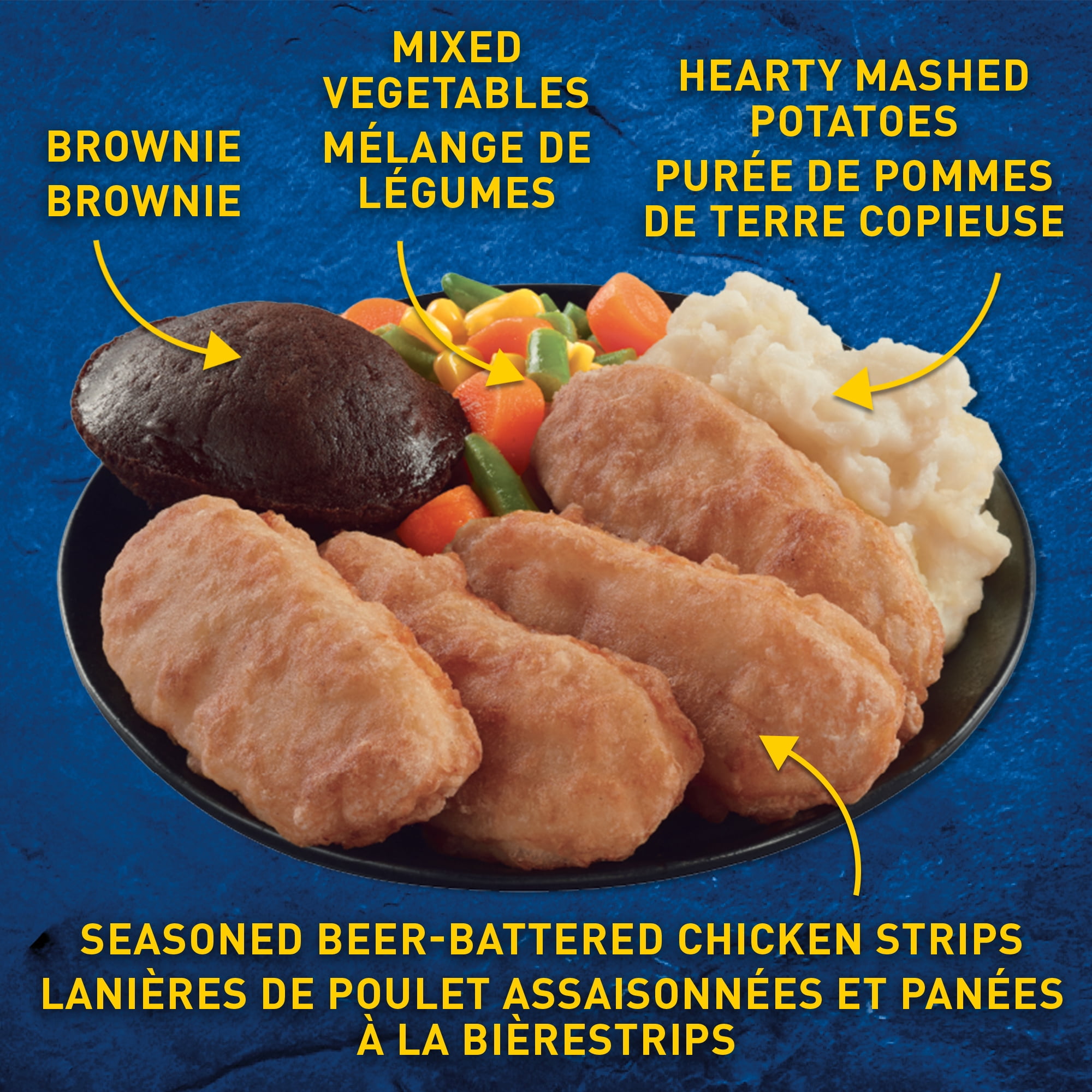 Hungry-Man Beer-Battered Chicken Frozen Entrée, With Potatoes, Veggies and a Brownie, 30 g of Protein, 411 g