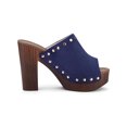 thumbnail image 3 of BLISSFUL STEP Chaussures pour Femmes à Plateforme à Talons Épais à Bout Ouvert à Rivets en Faux Suède Sandales à Enfiler Bleu Brume 5,5, 3 of 7