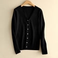 thumbnail image 2 of aohooy Knit Cardigan Women V-Neck Button Down Cardigans Solid Soft Long Sleeve Sweaters Black,S, 2 of 9