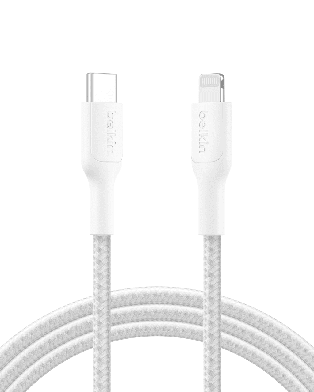 Belkin BoostCharge Pro USB-C to Lightning Cable, (2M/6.6ft.) MFi Certified Braided Fast Charging Cord for iPhone, iPad, AirPods, USB-C PD Compatible, Durable Nylon - White