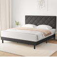 thumbnail image 2 of Queen Bed Frame, Queen Size Platform Bed With Fabric Upholstered Headboard, Dark Gray, 2 of 6