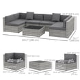 thumbnail image 3 of Outsunny 7 Pieces Patio Furniture Set with Cushions, Coffee Table, Grey, 3 of 10