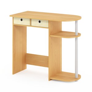 Furinno Go vert 32-Inch Bureau d'informatique en chêne, Bureau avec 2 Tables latérales et bacs de rangement, Bureau d'accueil rectangulaire, Bureau de jeux pour le bureau d'intérieur, Chambre, Salle d'étude, Hêtre clair