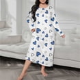 thumbnail image 5 of Kcodviy Robe de Nuit Smoking Imprimée à Manches Longues pour Femme, Épaules Tombantes, Coupe Oversize, Décontractée, Robes de Nuit pour Femme, Longue Robe de Nuit, 5 of 5